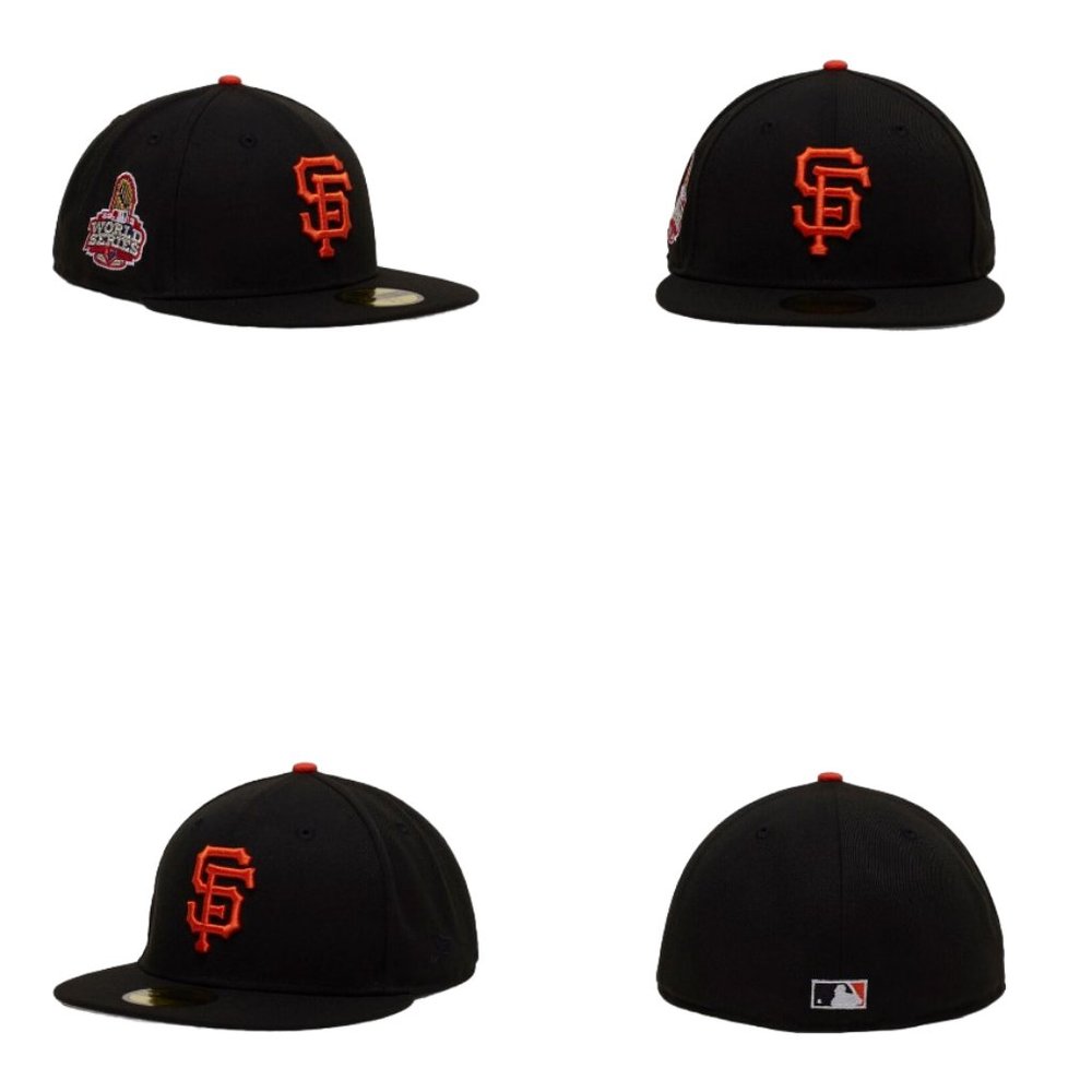 New Era San Francisco Giants 59FIFTY Fitted Hat 2012 WS Side Patch 7 3/4